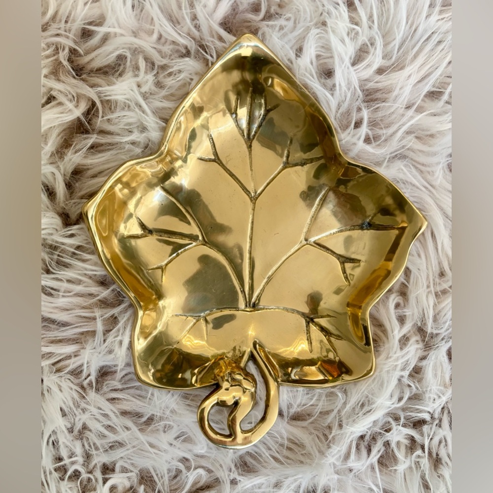 Vintage, Brass Leaf Trinket Tray